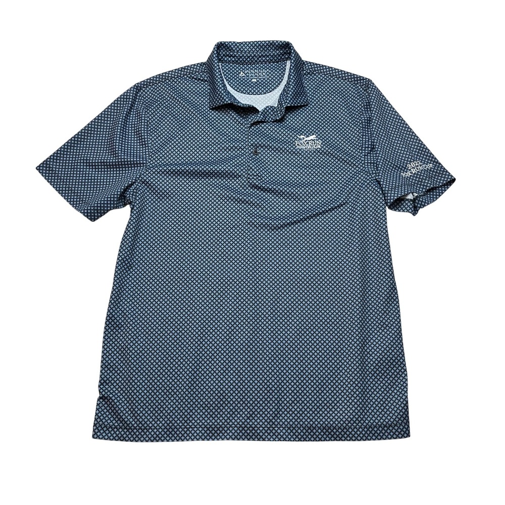 Bermuda Sands Polo‎ Shirt Mens Medium Blue Fox Run Country Club Geometric Golf